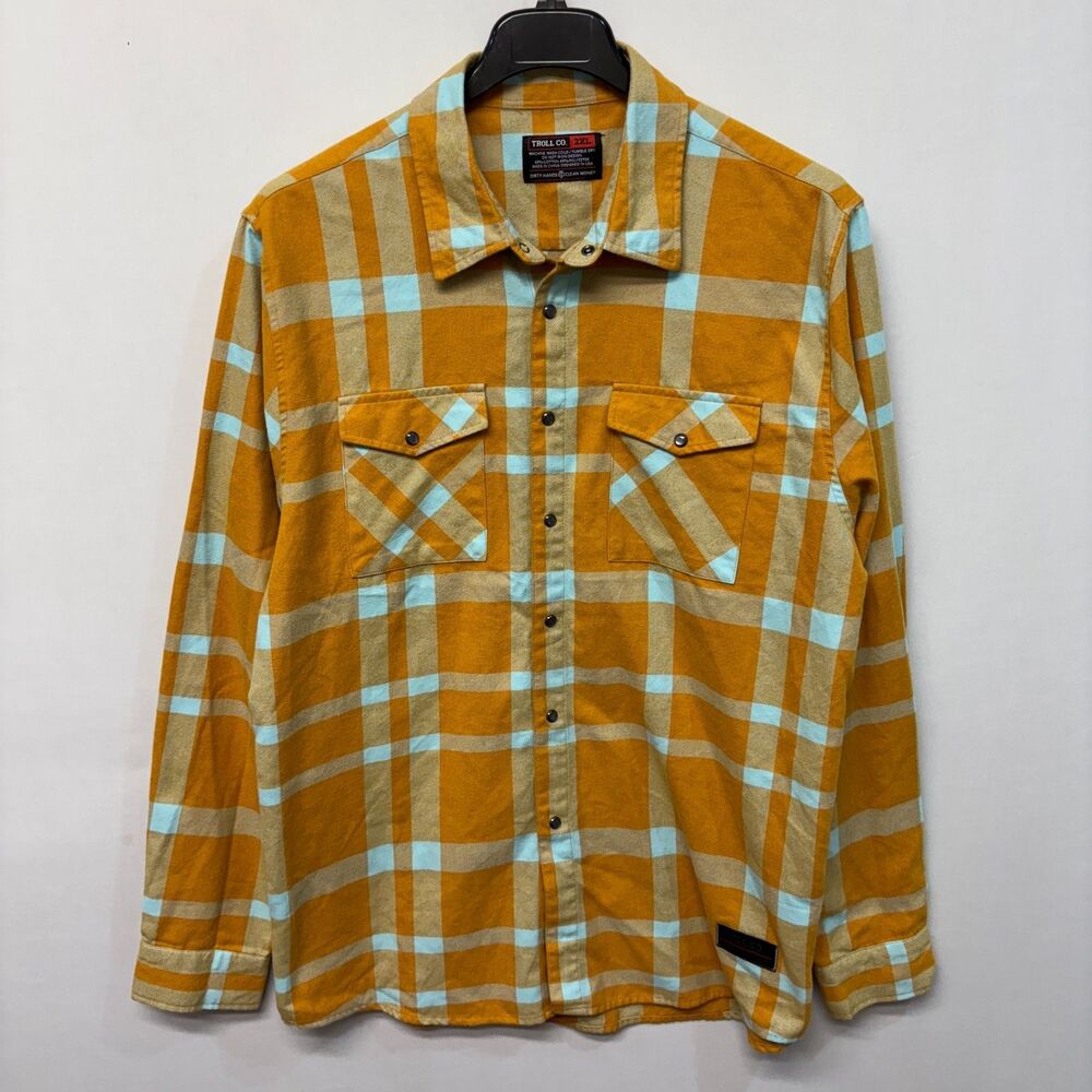 Troll Co. Men Long Sleeve Button Snap Shirt Top Size XXL 2XL Flannel C024 -24